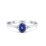 14K Gold 0.87ct Art Deco Oval 7mmx5mm G SI Diamond Engagement Wedding Ring