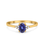 14K Gold 0.87ct Art Deco Oval 7mmx5mm G SI Diamond Engagement Wedding Ring