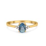 14K Gold 0.87ct Art Deco Oval 7mmx5mm G SI Diamond Engagement Wedding Ring