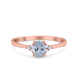 14K Gold 0.87ct Art Deco Oval 7mmx5mm G SI Diamond Engagement Wedding Ring