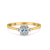 14K Gold 0.87ct Art Deco Oval 7mmx5mm G SI Diamond Engagement Wedding Ring