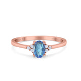 14K Gold 0.87ct Art Deco Oval 7mmx5mm G SI Diamond Engagement Wedding Ring