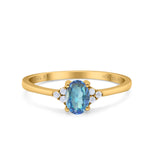 14K Gold 0.87ct Art Deco Oval 7mmx5mm G SI Diamond Engagement Wedding Ring