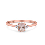 14K Gold 0.87ct Art Deco Oval 7mmx5mm G SI Diamond Engagement Wedding Ring