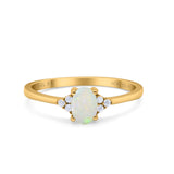 14K Gold 0.87ct Art Deco Oval 7mmx5mm G SI Diamond Engagement Wedding Ring
