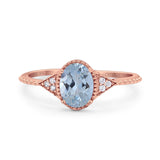 14K Gold 1.26ct Oval Art Deco 8mmx6mm G SI Diamond Engagement Wedding Ring