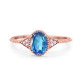 14K Gold 1.26ct Oval Art Deco 8mmx6mm G SI Diamond Engagement Wedding Ring