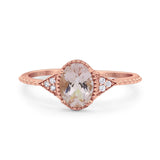 14K Gold 1.26ct Oval Art Deco 8mmx6mm G SI Diamond Engagement Wedding Ring