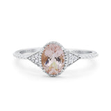 14K Gold 1.26ct Oval Art Deco 8mmx6mm G SI Diamond Engagement Wedding Ring