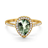 14K Gold 1.48ct Teardrop Pear 8mmx6mm G SI Diamond Engagement Wedding Ring