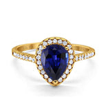 14K Gold 1.48ct Teardrop Pear 8mmx6mm G SI Diamond Engagement Wedding Ring