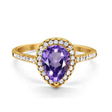 14K Gold 1.48ct Teardrop Pear 8mmx6mm G SI Diamond Engagement Wedding Ring
