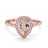 14K Gold 1.48ct Teardrop Pear 8mmx6mm G SI Diamond Engagement Wedding Ring