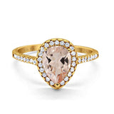 14K Gold 1.48ct Teardrop Pear 8mmx6mm G SI Diamond Engagement Wedding Ring