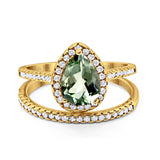 14K Gold 1.62ct Pear 8mmx6mm G SI Diamond Bridal Engagement Wedding Ring