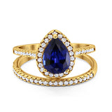 14K Gold 1.62ct Pear 8mmx6mm G SI Diamond Bridal Engagement Wedding Ring