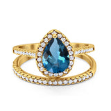 14K Gold 1.62ct Pear 8mmx6mm G SI Diamond Bridal Engagement Wedding Ring