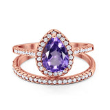 14K Gold 1.62ct Pear 8mmx6mm G SI Diamond Bridal Engagement Wedding Ring