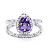 14K Gold 1.62ct Pear 8mmx6mm G SI Diamond Bridal Engagement Wedding Ring