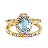 14K Gold 1.62ct Pear 8mmx6mm G SI Diamond Bridal Engagement Wedding Ring