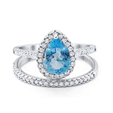 14K Gold 1.62ct Pear 8mmx6mm G SI Diamond Bridal Engagement Wedding Ring