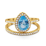 14K Gold 1.62ct Pear 8mmx6mm G SI Diamond Bridal Engagement Wedding Ring