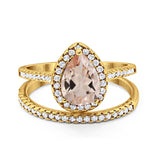 14K Gold 1.62ct Pear 8mmx6mm G SI Diamond Bridal Engagement Wedding Ring