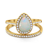 14K Gold 1.62ct Pear 8mmx6mm G SI Diamond Bridal Engagement Wedding Ring