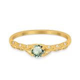 14K Gold 0.33ct Round Petite Dainty Art Deco 4mm G SI Diamond Engagement Wedding Ring