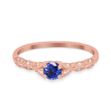 14K Gold 0.33ct Round Petite Dainty Art Deco 4mm G SI Diamond Engagement Wedding Ring