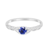 14K Gold 0.33ct Round Petite Dainty Art Deco 4mm G SI Diamond Engagement Wedding Ring