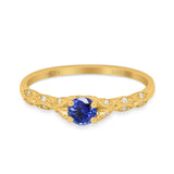 14K Gold 0.33ct Round Petite Dainty Art Deco 4mm G SI Diamond Engagement Wedding Ring