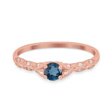 14K Gold 0.33ct Round Petite Dainty Art Deco 4mm G SI Diamond Engagement Wedding Ring
