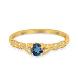 14K Gold 0.33ct Round Petite Dainty Art Deco 4mm G SI Diamond Engagement Wedding Ring