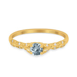 14K Gold 0.33ct Round Petite Dainty Art Deco 4mm G SI Diamond Engagement Wedding Ring