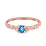 14K Gold 0.33ct Round Petite Dainty Art Deco 4mm G SI Diamond Engagement Wedding Ring