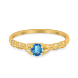 14K Gold 0.33ct Round Petite Dainty Art Deco 4mm G SI Diamond Engagement Wedding Ring