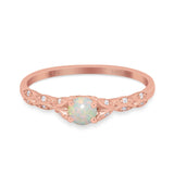 14K Gold 0.33ct Round Petite Dainty Art Deco 4mm G SI Diamond Engagement Wedding Ring