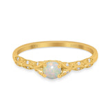 14K Gold 0.33ct Round Petite Dainty Art Deco 4mm G SI Diamond Engagement Wedding Ring