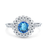 14K Gold 0.77ct Halo Art Deco Round 5.5mm G SI Diamond Engagement Wedding Ring