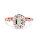 14K Gold 1.19ct Vintage Art Deco Halo Oval 7mmx5mm G SI Diamond Engagement Wedding Ring