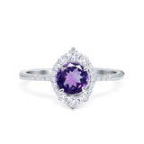 14K Gold 1.61ct Halo Vintage Round 7mm G SI Diamond Engagement Wedding Ring