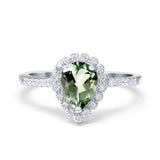 14K Gold 1.42ct Teardrop Pear Halo 8mmx6mm G SI Diamond Engagement Wedding Ring