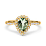 14K Gold 1.42ct Teardrop Pear Halo 8mmx6mm G SI Diamond Engagement Wedding Ring
