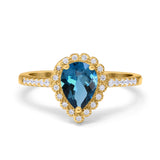 14K Gold 1.42ct Teardrop Pear Halo 8mmx6mm G SI Diamond Engagement Wedding Ring