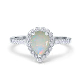 14K Gold 1.42ct Teardrop Pear Halo 8mmx6mm G SI Diamond Engagement Wedding Ring