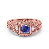 14K Gold 0.15ct Round Antique Style 5mm G SI Diamond Engagement Wedding Ring
