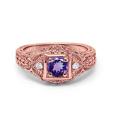 14K Gold 0.15ct Round Antique Style 5mm G SI Diamond Engagement Wedding Ring