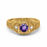 14K Gold 0.15ct Round Antique Style 5mm G SI Diamond Engagement Wedding Ring