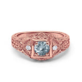 14K Gold 0.15ct Round Antique Style 5mm G SI Diamond Engagement Wedding Ring